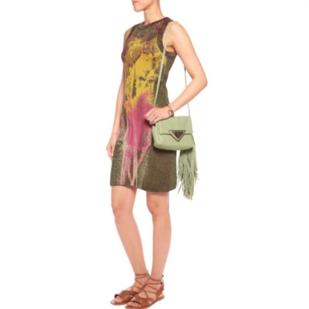 NWT M Missoni Metallic Lurex Knit Abstract Paint Splatter Dress Green IT 40 US 4